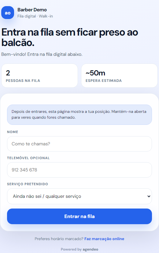 Fila digital QR para barbearia