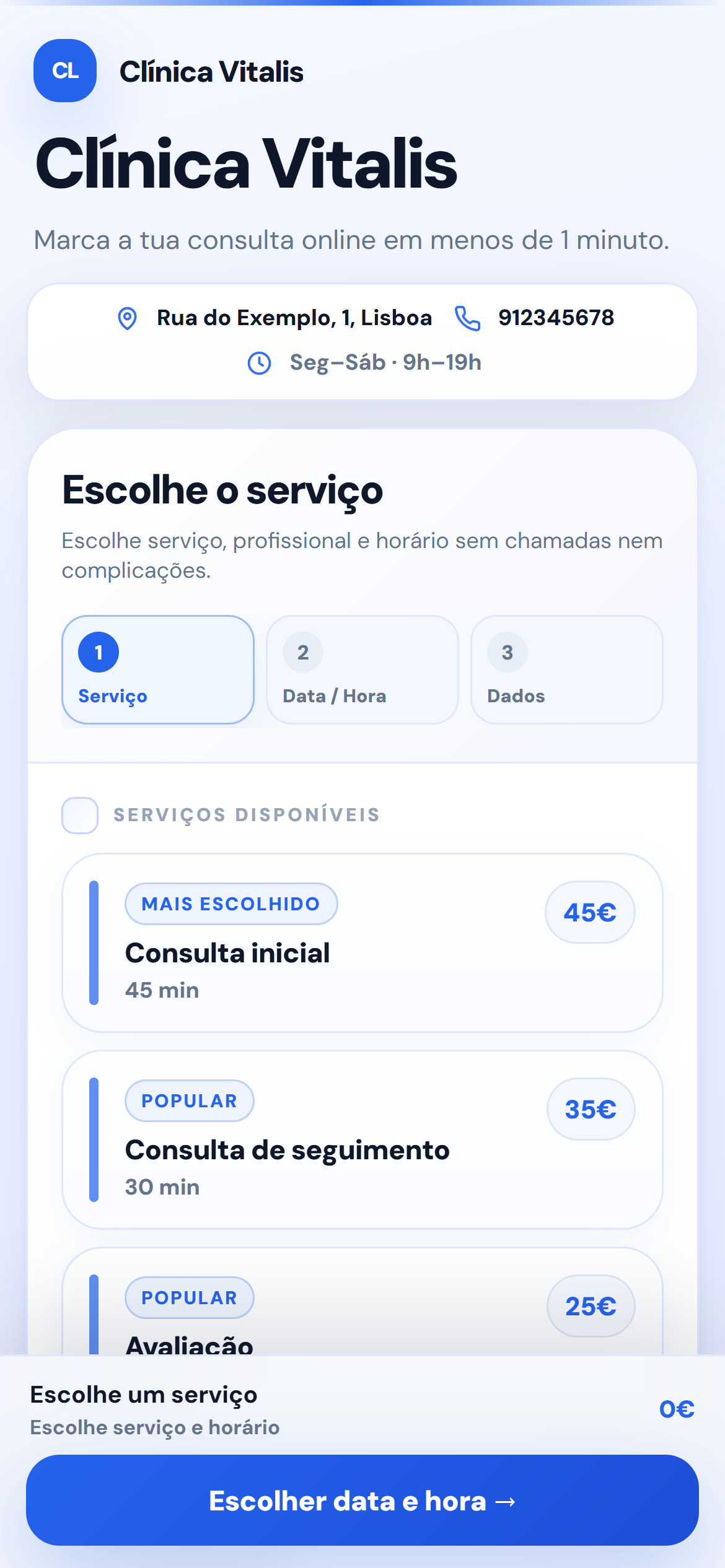 Marcações online para clínicas e consultas